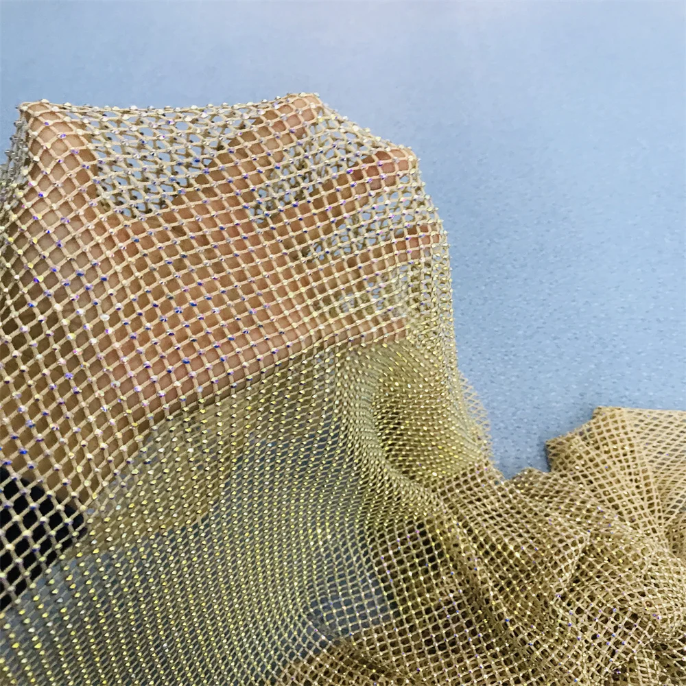 AEAOA Elastic Crystal Rhinestones Fabric Mesh | 1 Yard Length, 20cm Width | Sew-On Trim For DIY Clothing, Masks & Accessories - View #3