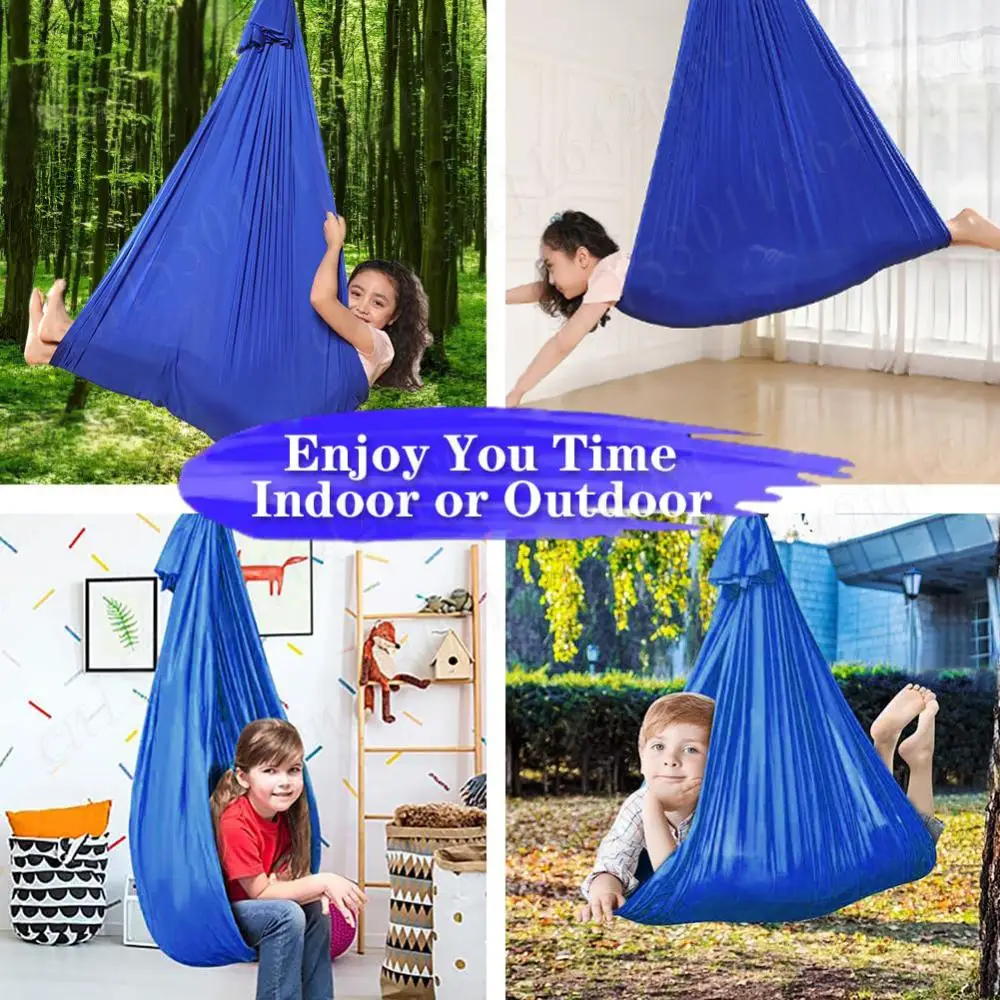 Kids Sensory Swing Elastic Therapy Swing Indoor Outdoor Yoga Suspension Beds Relaxing Calming Compression Therapy Swing Hammock 4