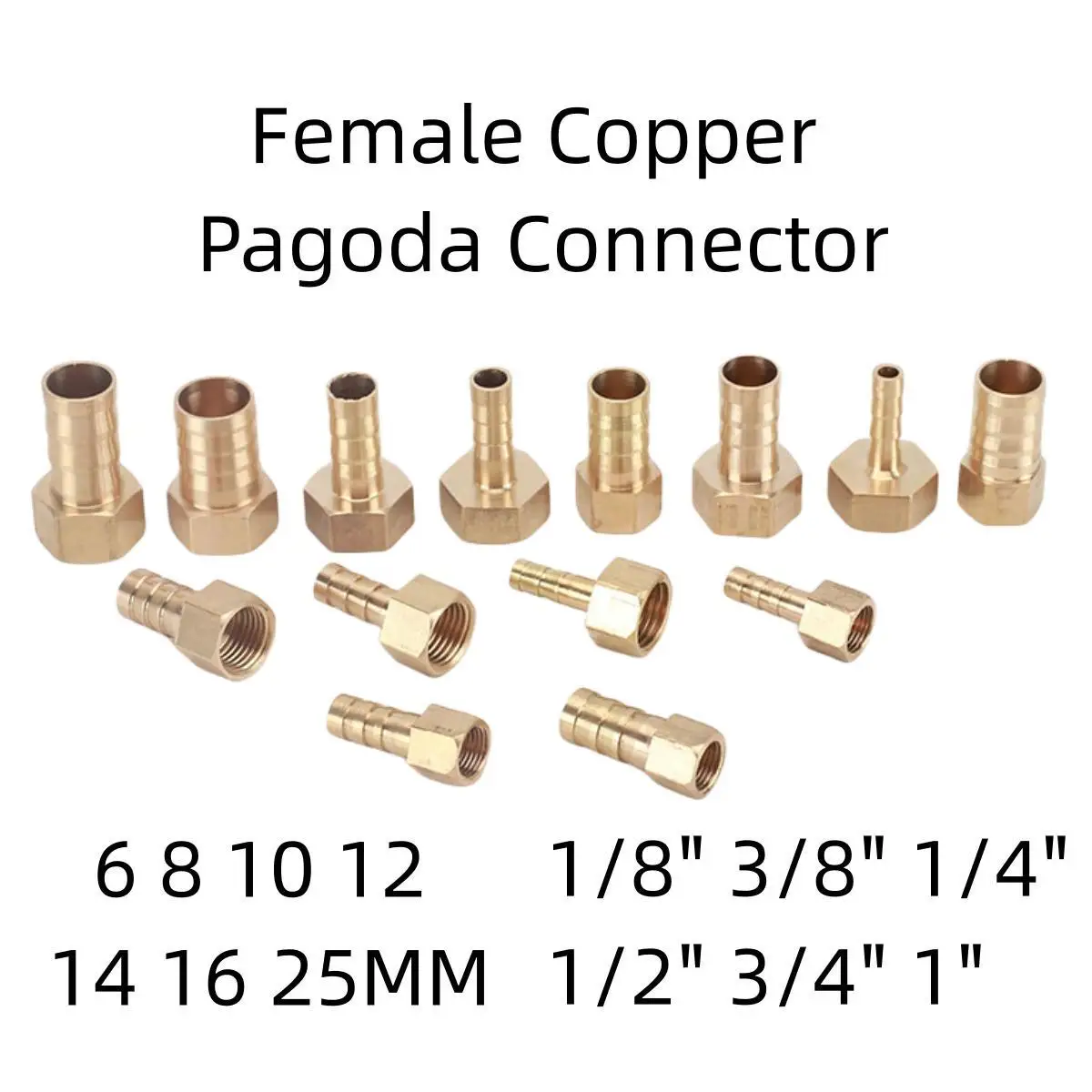 Brass Hose Fitting 6/8/10/12/14/16/19/25mm Barb Tail 1/8" 1/4" 3/8" 1/2" 3/4" 1" BSP Male Female Thread Copper Connector Coupler