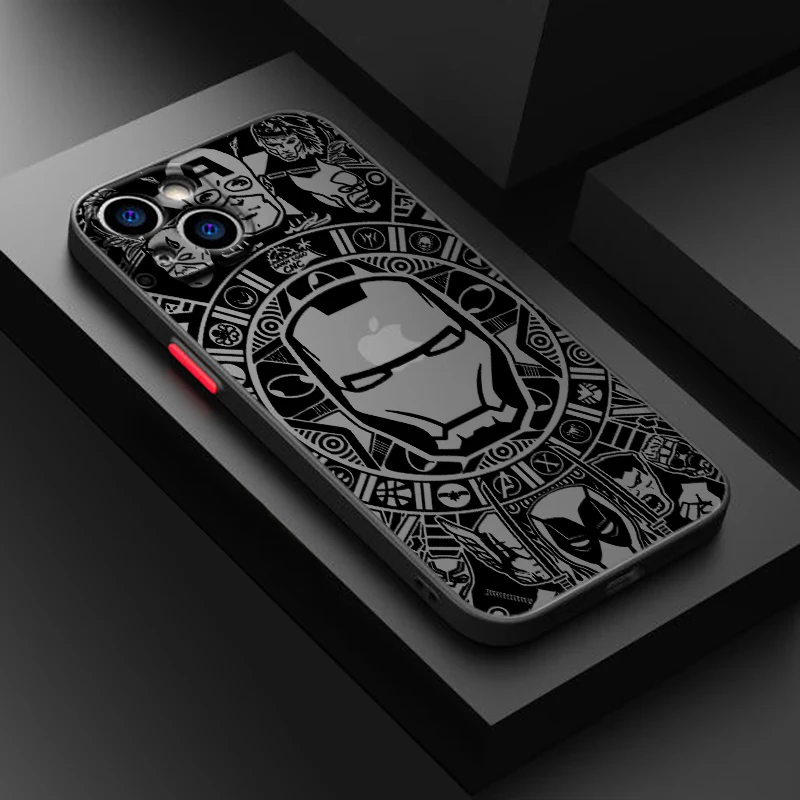 thumbnail image 1 of Funda translúcida mate Iron Man Marvel Spiderman para Apple iPhone 15 14 13 12 11 XS Mini Pro Max 8 7 XR X Plus, 1 of 5