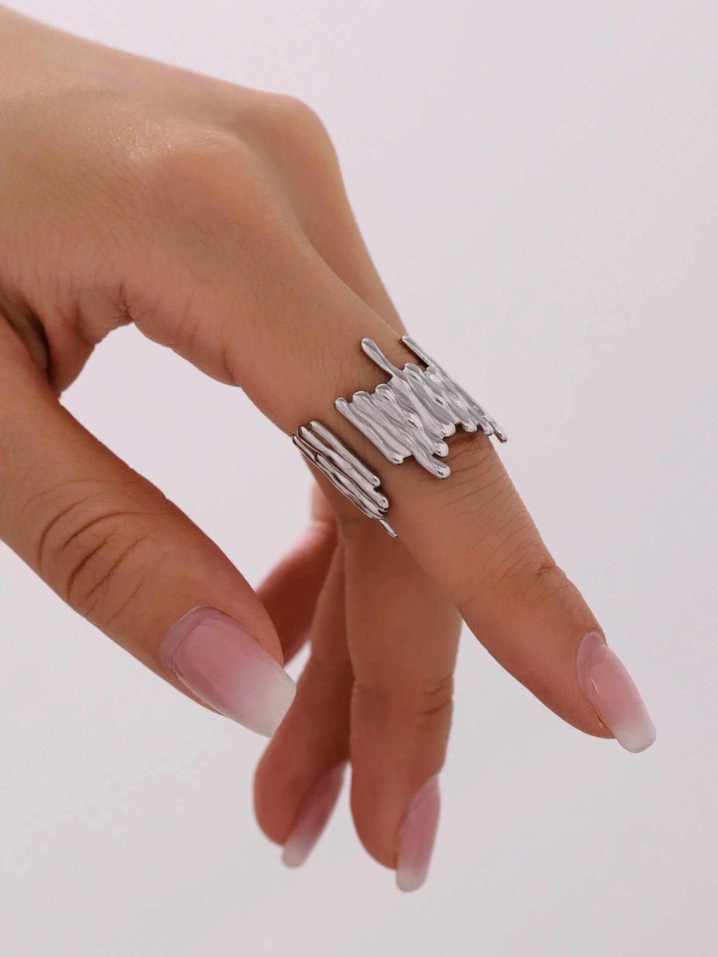 Mode Gold Farbe Silber Offenen Ring frauen 316 Edelstahl Vergoldet Personalisierte Ring Paar Wasserdicht Schmuck Geschenk – Detail 7
