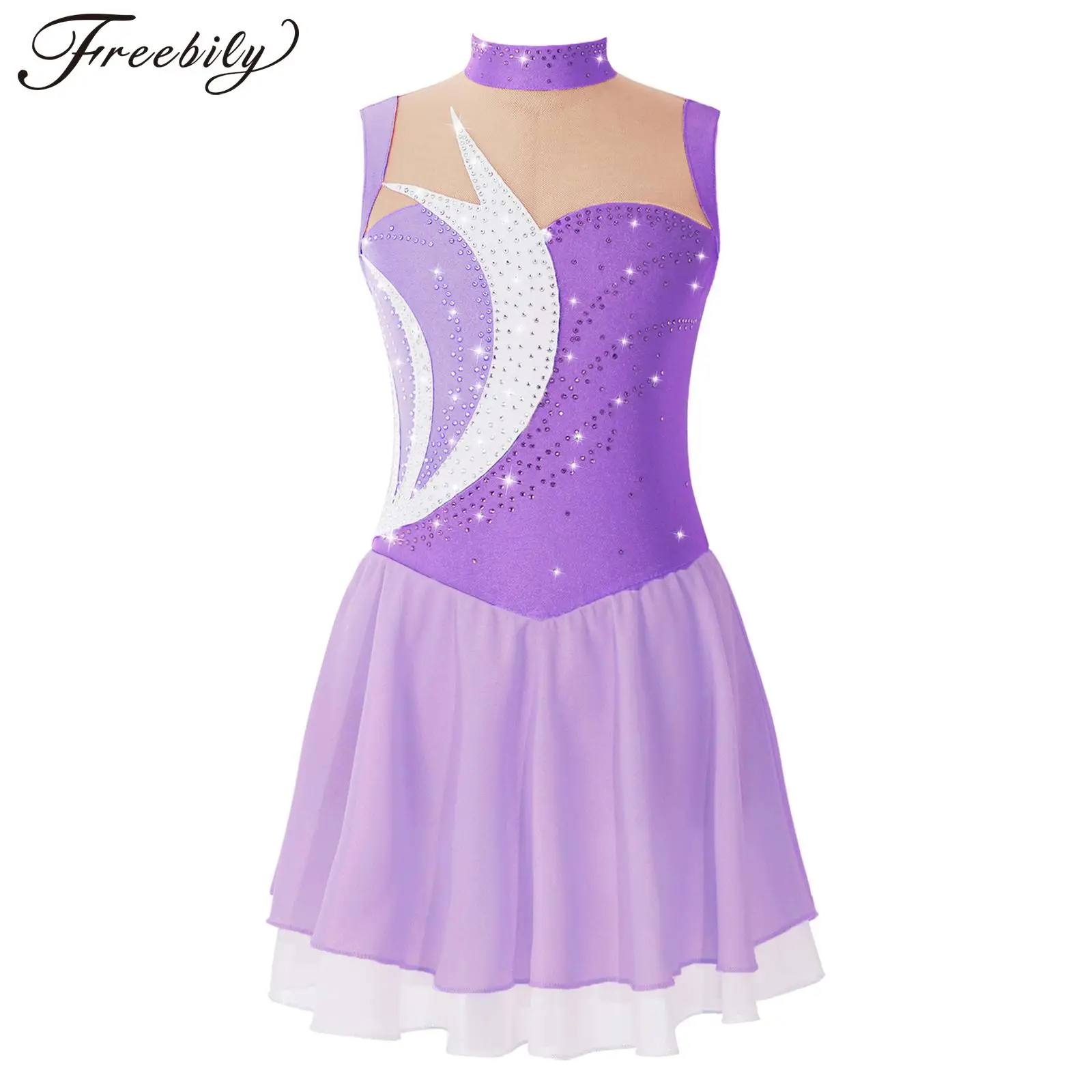 Kids Girls Ballet Tutu Dress Sport Ginnastica Body Pattinaggio Artistico Danza Concorso Performance Dancewear Costumi Da Ballerina