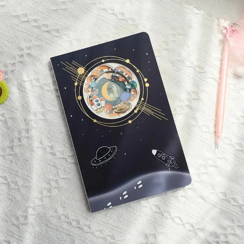 C90C 학생 아티스트를위한 참신 노트북, 우주 원더 랜드 노트북 저널 120 페이지 도면 스케치를 위해 점선