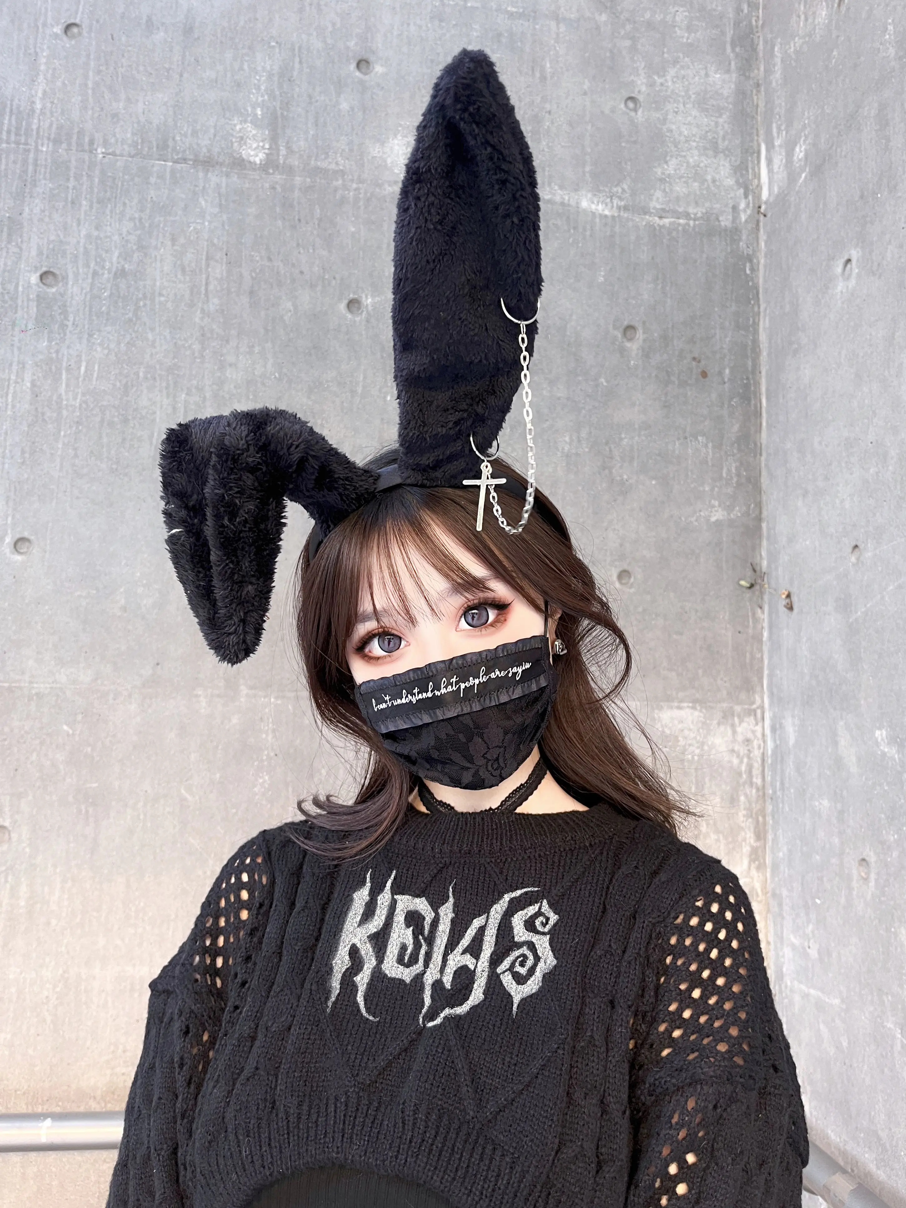 

Ruibbit Новое поступление, популярная девушка, панк, японский кролик, уши, шапка, цепь, крест, головной убор для женщин