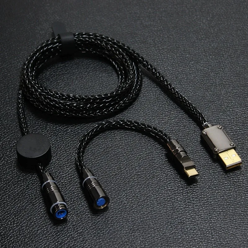 Metal Usb Tipo-c Cabo de Carregamento 7n Single Crystal Copper Strand Silver Plated Cabo de Dados para Teclado Mecânico Plugue de Aviação