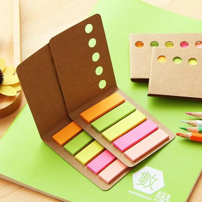 

1pcs/lot Kawaii Kraft Simple Leather Note Sticky Notes School Supplies Cute Stationery For Gifts
