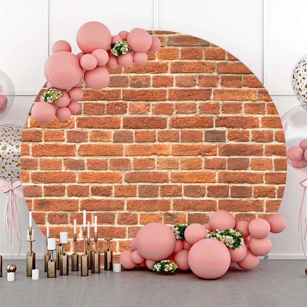 

Stone Wall Round Backdrop Cover Brown Brick Wall Background Cloth for Photography Circle Photo Banner Studio Photoshoot Props