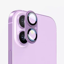 Premium Alloy Black Lens Protector - Metal Tempered Glass Cover with Lens Ring Cap - iPhone 17 (Purple)