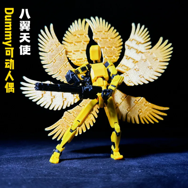 행운의 13 피규어 장난감 더미 3D 프린트 8 날개 천사 이동식 모양 변경 로봇 액션 모델, DIY 마네킹, 감압 소년 선물