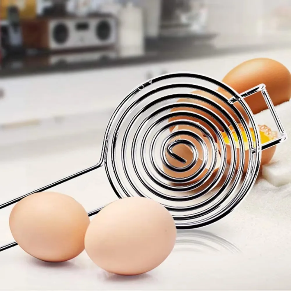 1PC Spiral 304 Stainless Steel Egg White Separator Egg Yolk Remover Divider with Long Handle Kitchen Tool