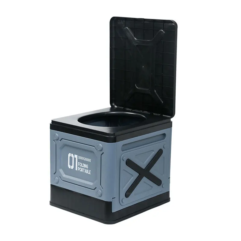 Portable Toilet Outdoor Toilet Portable Outdoor Camping Folding Toilet Strong Bearing Reusable Trash Can for Tour Emergency Self-driving Travel