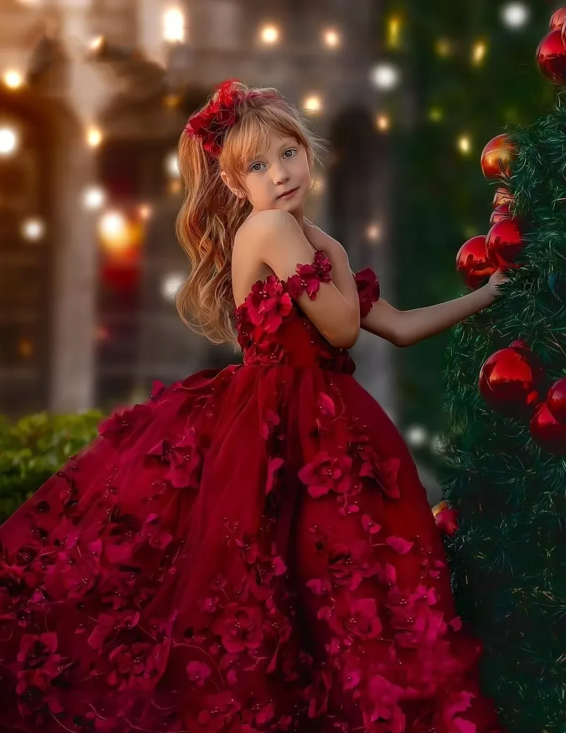 Custom Made Luxury Flower Girls Dresses 3D Flower Kids Birthday Wedding Party Dresses main image 1