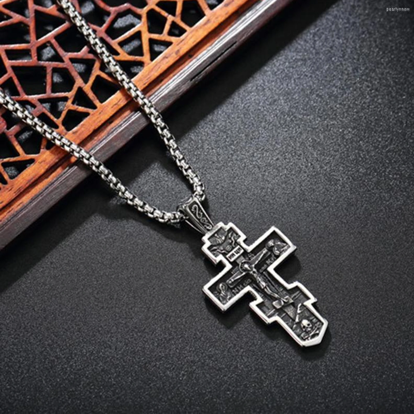 Personalized Retro Cross Jesus Church Religious Stainless Steel Pendant Necklace Punk Rock Jewelry Accessories