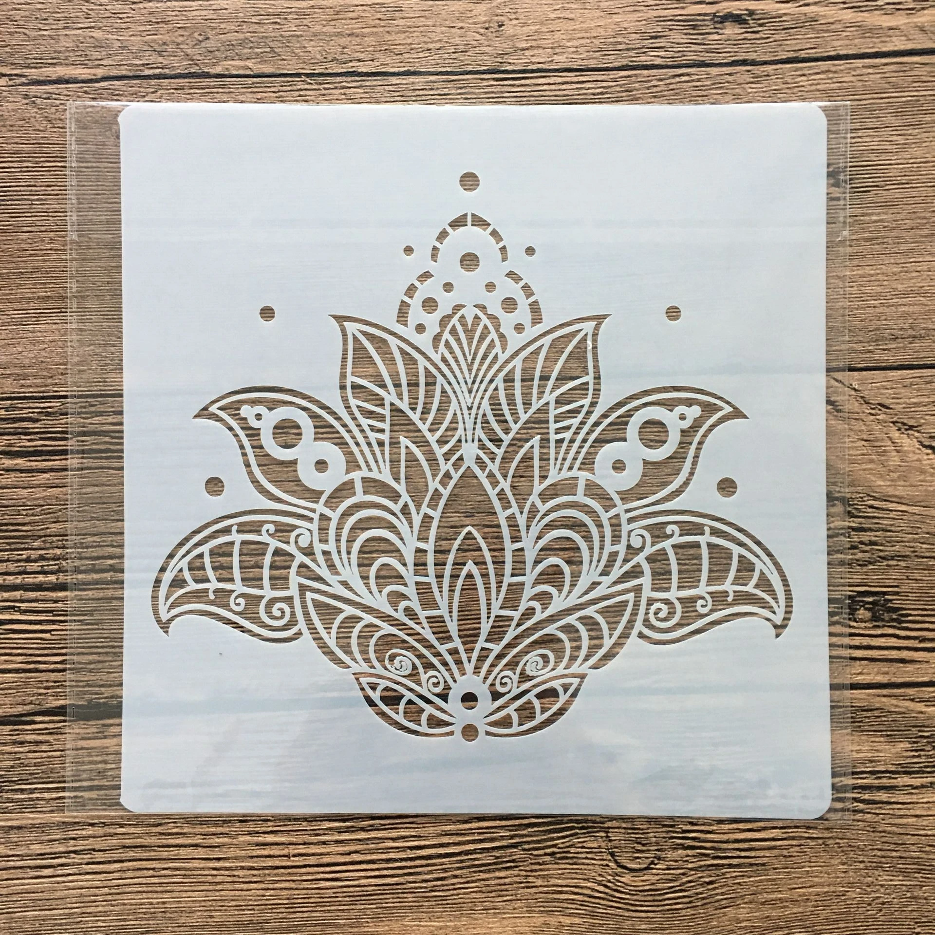 

20 *20 cm DIY mandala lotus mold for painting stencils stamped photo album embossed paper card on wood, fabric wall
