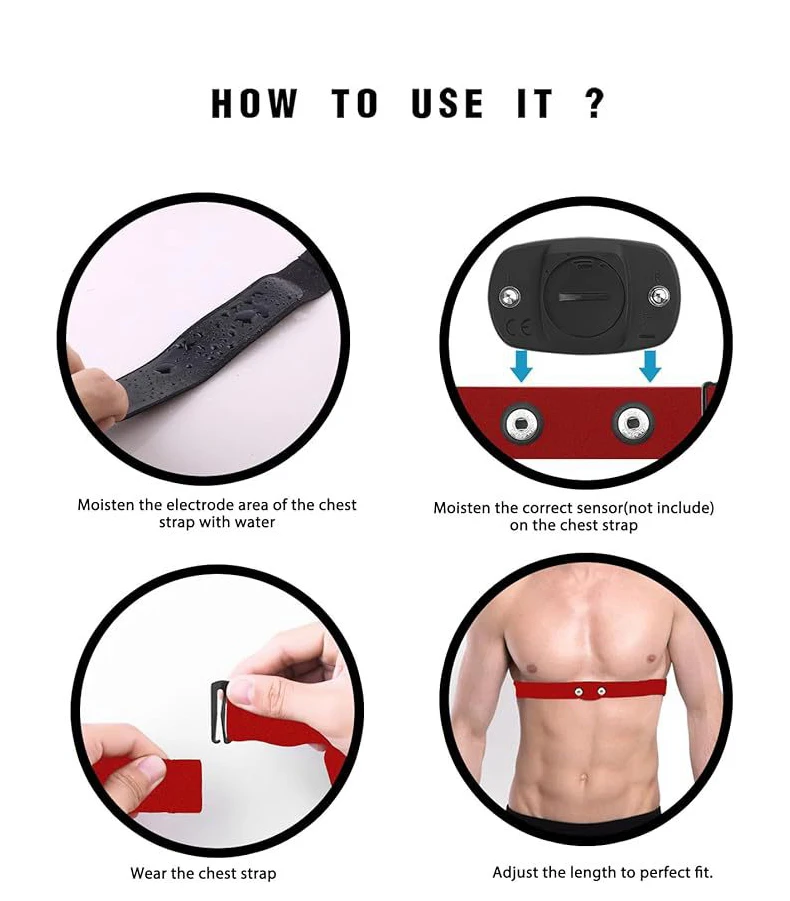 Heart Rate Monitor Strap 1Pc Replacement Compatible with Polar Coospo Wahoo Tick Garmin Magene Fitcent Xoss Sensor Band Belt