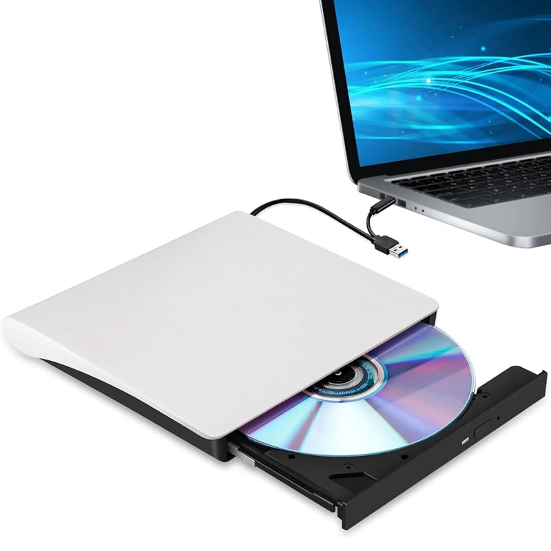 External CD DVD +/-RW Drive, USB 3.0 & USB-C Portable CD & DVD ROM Burner Player Reader Writer Rewriter Disc Driven01r