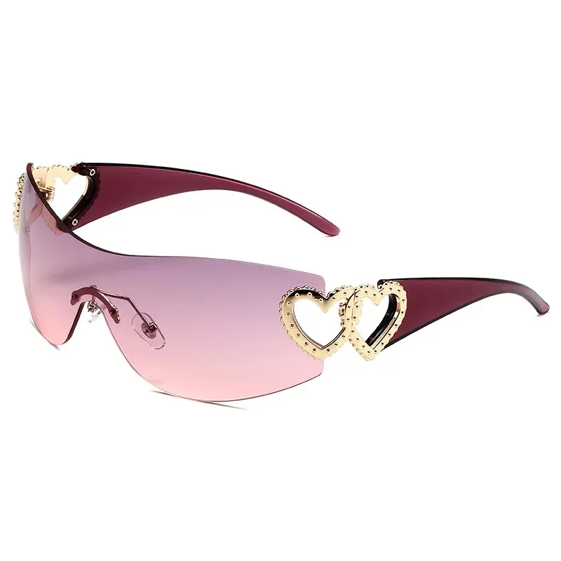 Fashion Sunglasses Conjoined body Sunglasses Women's Decorative Heart-shaped Mirror Legs No Border Sun Glasses Outdoor Sport Eyewear UV400 fashion sunglasses