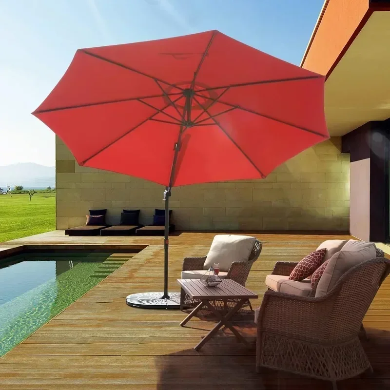high-quality10Ft Patio Umbrella with Cross Base Included, Crank and Easy Tilt, 360&deg; Rotation Outdoor Cantilever Offset Umbrellam