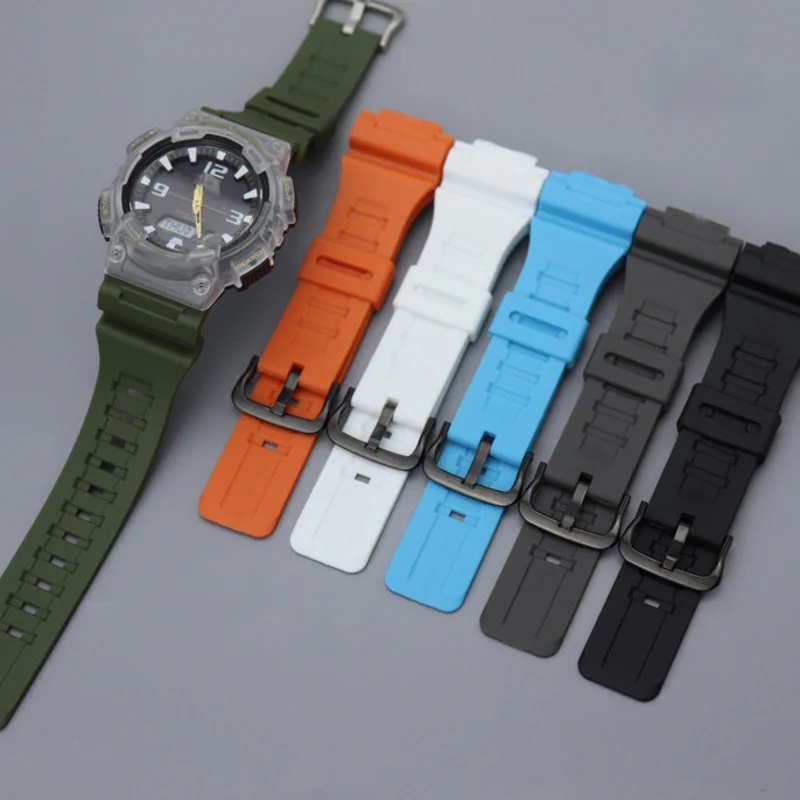 18mm Silicone Watchband Strap For Casio AQS810 W-735 AEQ110 W735 Rubber  Solid Color Belt Durable Watch Correa Accessories - AliExpress