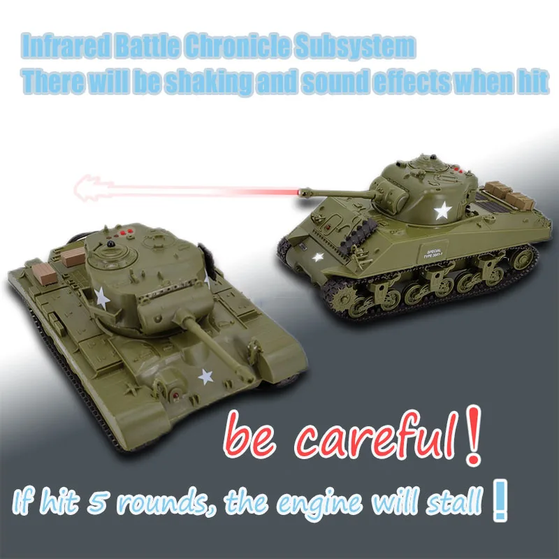 Henglong 1:30 Simulation Remote Control Tank American M26 Panxing/m4a3 Sherman Wireless Battle Tank Parent Child Interactive Toy 4