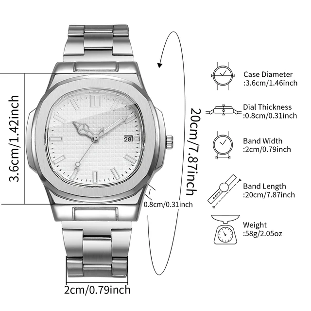 Fashion Square Men Business Watches Simple Calendar Quartz Watch - Image 4