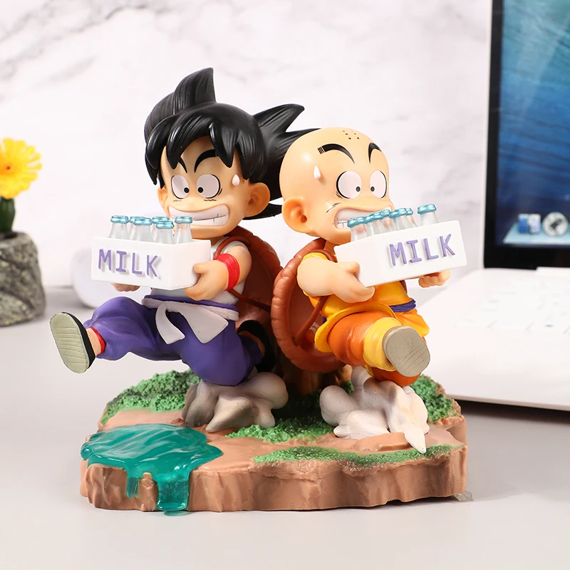 

15cm Anime Dragon Ball Z Action Figure Childhood Son Goku Krillin Milk Delivery Training Kawaii Doll PVC Collectible Model Toy