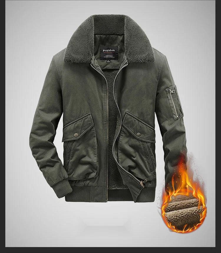 Winter für die Arbeit von Männern, Plüschisolierung, Militär-Jugend-Revers-Baumwolljacke, lockere Größe, Lammkaschmirjacke_voghion.com
