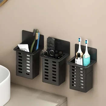Black Wall-mounted Toothpaste & Toothbrush Holders 1