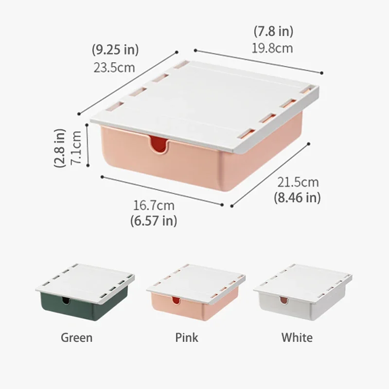 Under-Desk Plastic Drawer Organizer 1PC Hidden Design Anti-Fall Latch for Office Storage and Organization