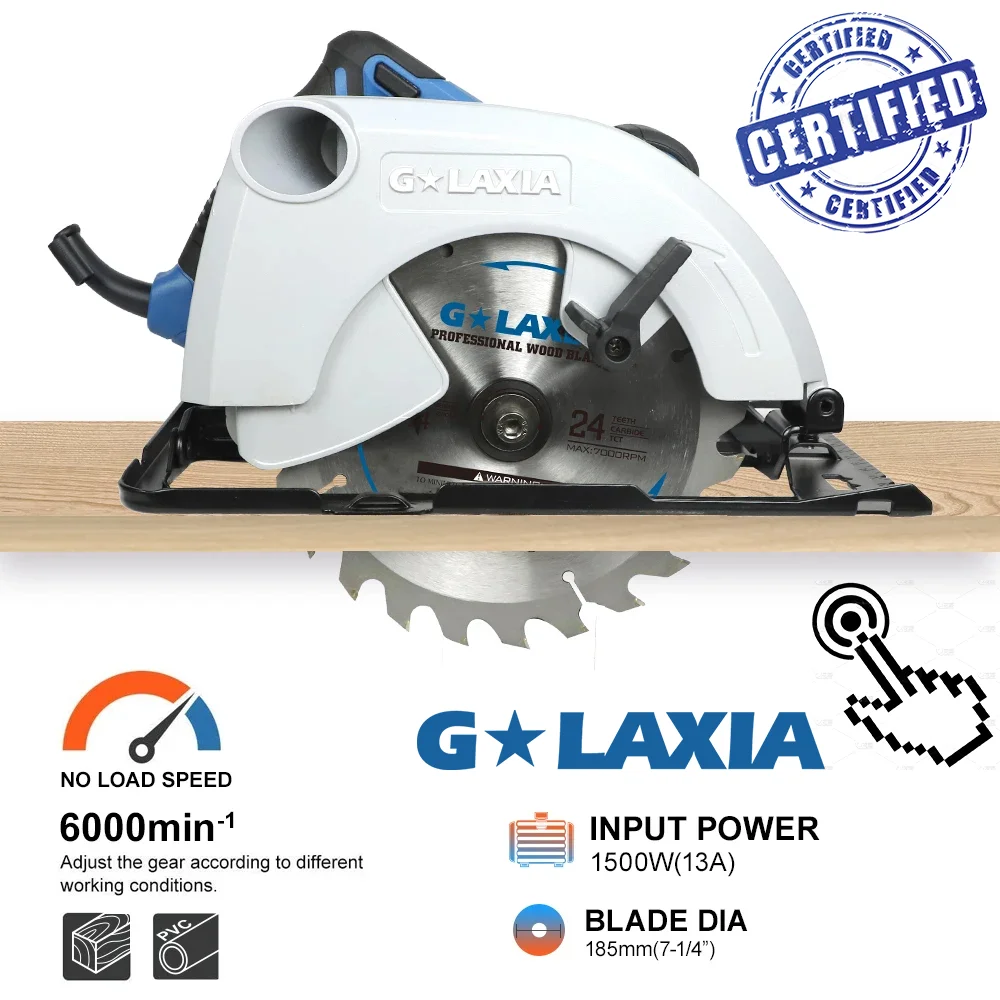 

Glaxia 6000RPM Electric Circular Saw Professional 1500W Power tools 220V Endurable Motor with bevel&depth adjustment power Saw