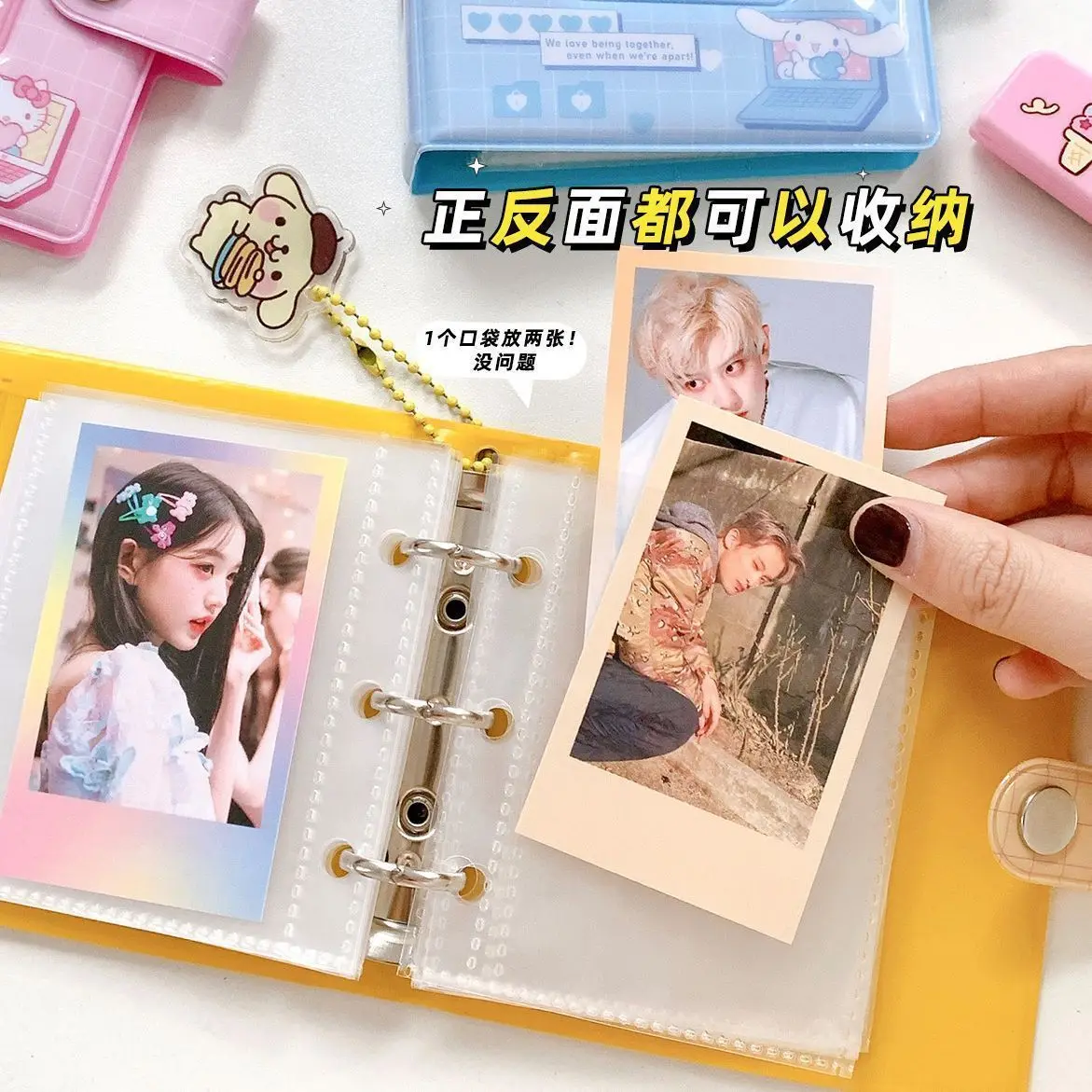 

New Sanrio Card Book Kuromi Mymelody Photo Album Keychain Cartoon 40 Pockets 3 Inch Idol Pictures Storage Book Card Holder