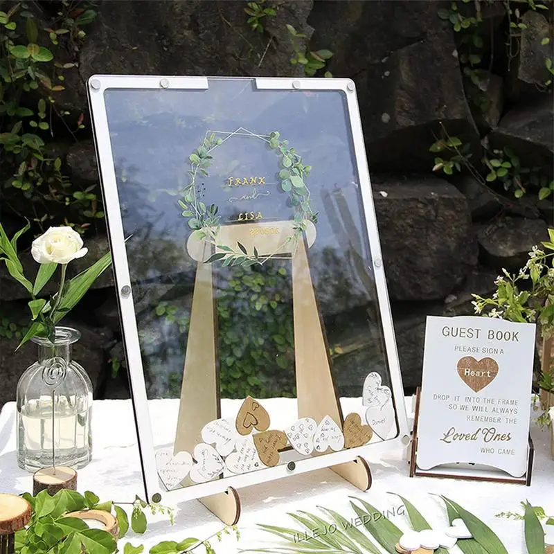Wedding Guest Heart Drop Box Wedding Guest Book Frame Book Frame Heart Drop Box Top