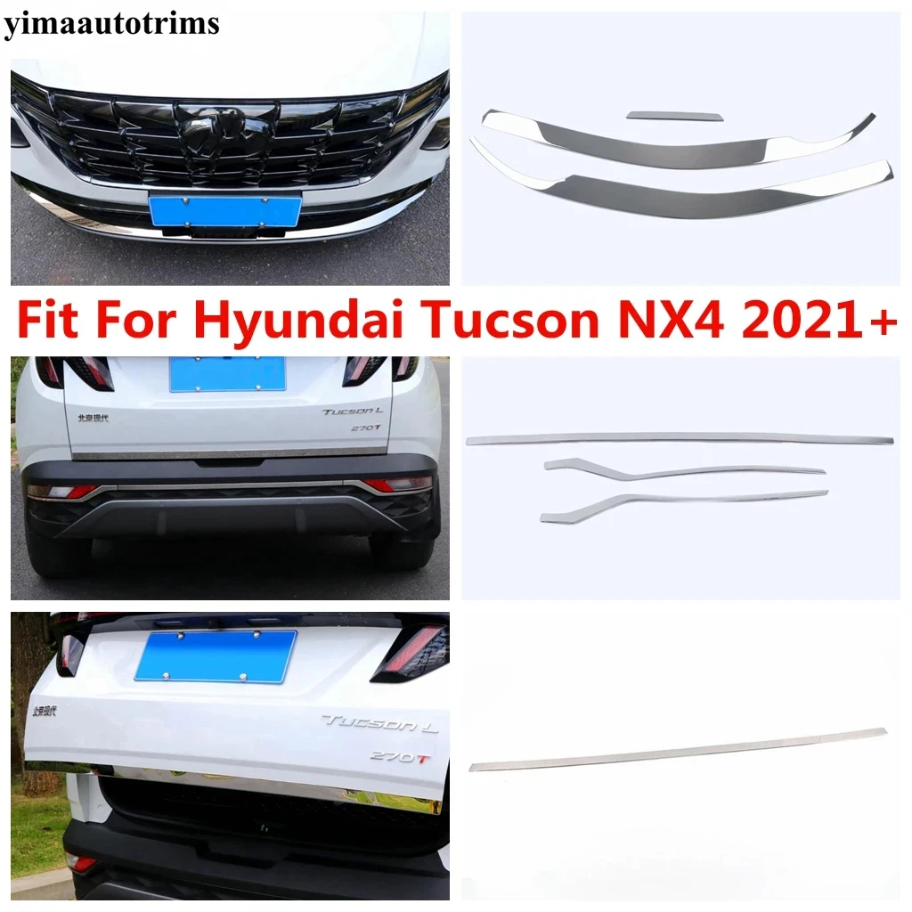 

Front Rear Bumper Trunk Tail Gate Door Strip Cover Trim For Hyundai Tucson NX4 2021 - 2023 Stainless Steel Accessories Exterior