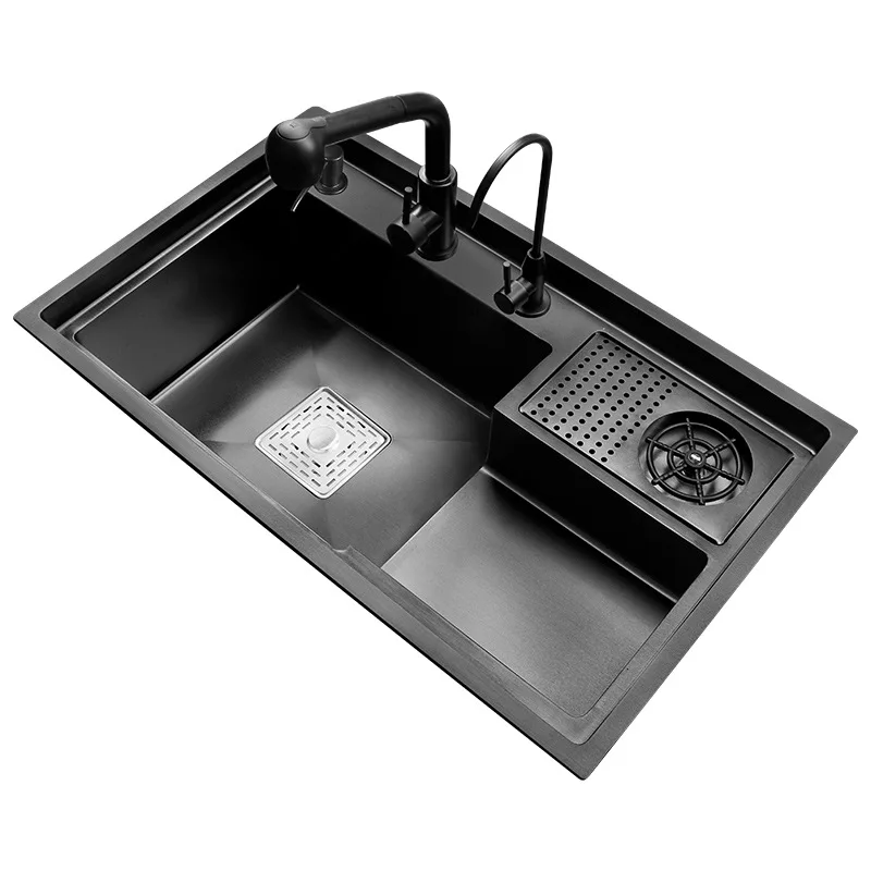 

Kitchen sink handmade stainless steel wash basin and cup shaped sink with drain fittings 68x48cm