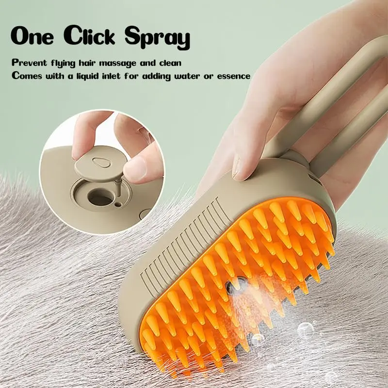 Pet Hair Brush Steamy Dog Brush Electric Spray 3 in1 Dog Steamer for Massage Pet Grooming