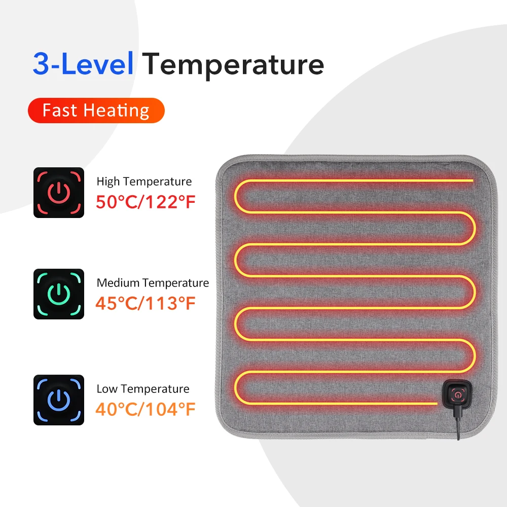 USB Heated Massage Cushion 3 Levels Heating Seat Cushion For Home Office Car Chair  Back Neck Lumbar Massager Therapy Pad Mat