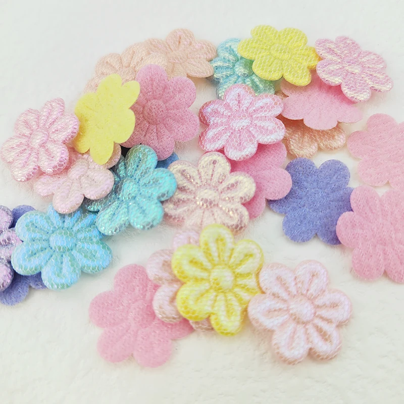 100Pcs 2CM Shiny Blume Applique Padded Patches Für Kleidung Hut Handwerk Nähen Liefert DIY Headwear Haar Clips Bogen decor – Detail 11