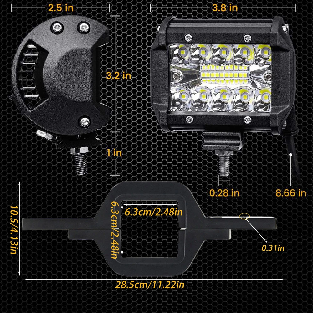 Nilight - Juego De 2 Unidades De Cubos LED De 3 Pulgadas, Soportes De