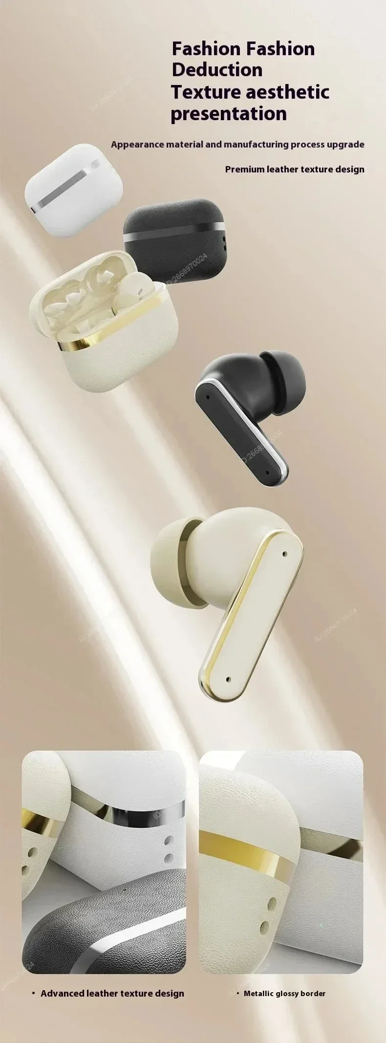 In-ear Bluetooth Earbuds With Leather Texture And Touch Control_voghion.com