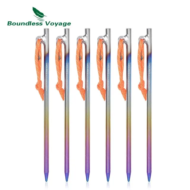 Boundless Voyage Titanium Tent Stakes – 6pcs Heavy Duty Camping Pegs Ti4013P 2