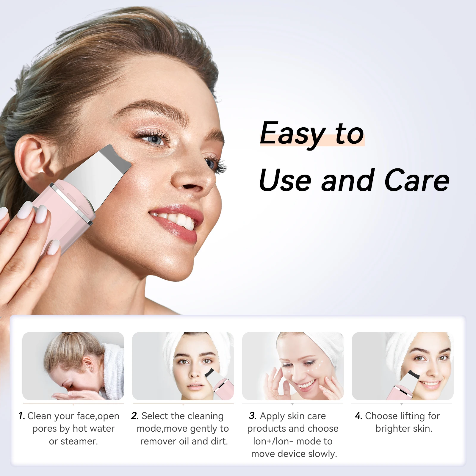 Anlan Ultraschall Haut wäscher Tiefen reinigung Limpieza Gesichts poren spatel ems Facelift ing Ultraschall Peeling Hautpflege-Tool