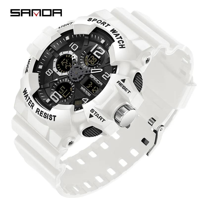 SANDA Men's Digital Military-Style Waterproof Sports Watch