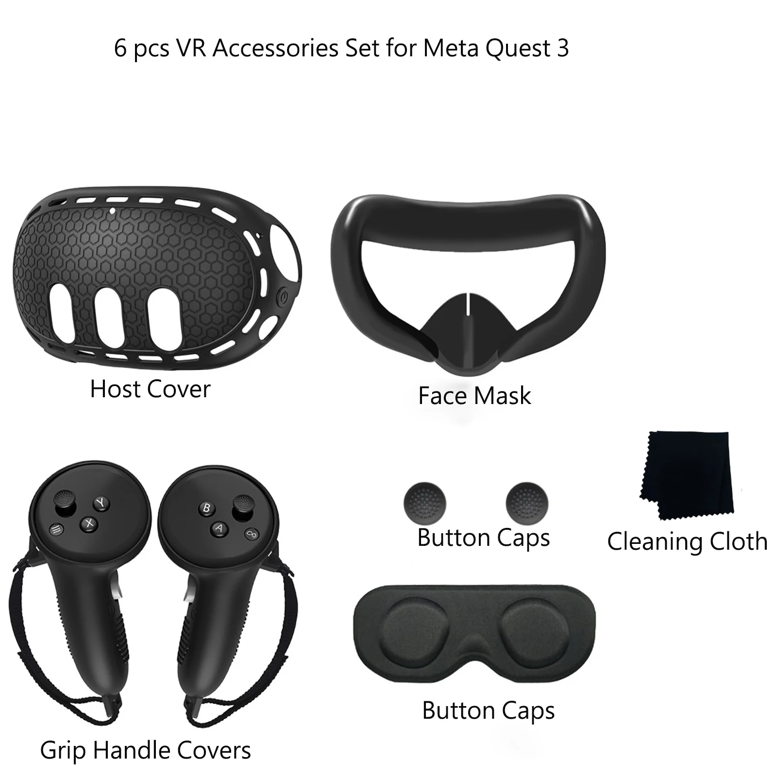 

For Meta quest 3 Protective Grip Cover Lens Cap Silicone Mask Eye Pad