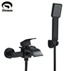 Shinesia Black Bathroom Faucet Waterfall Concealed Bathtub Faucets Wall Mounted Shower System Tub Tap With Plastic Hand Shower 1