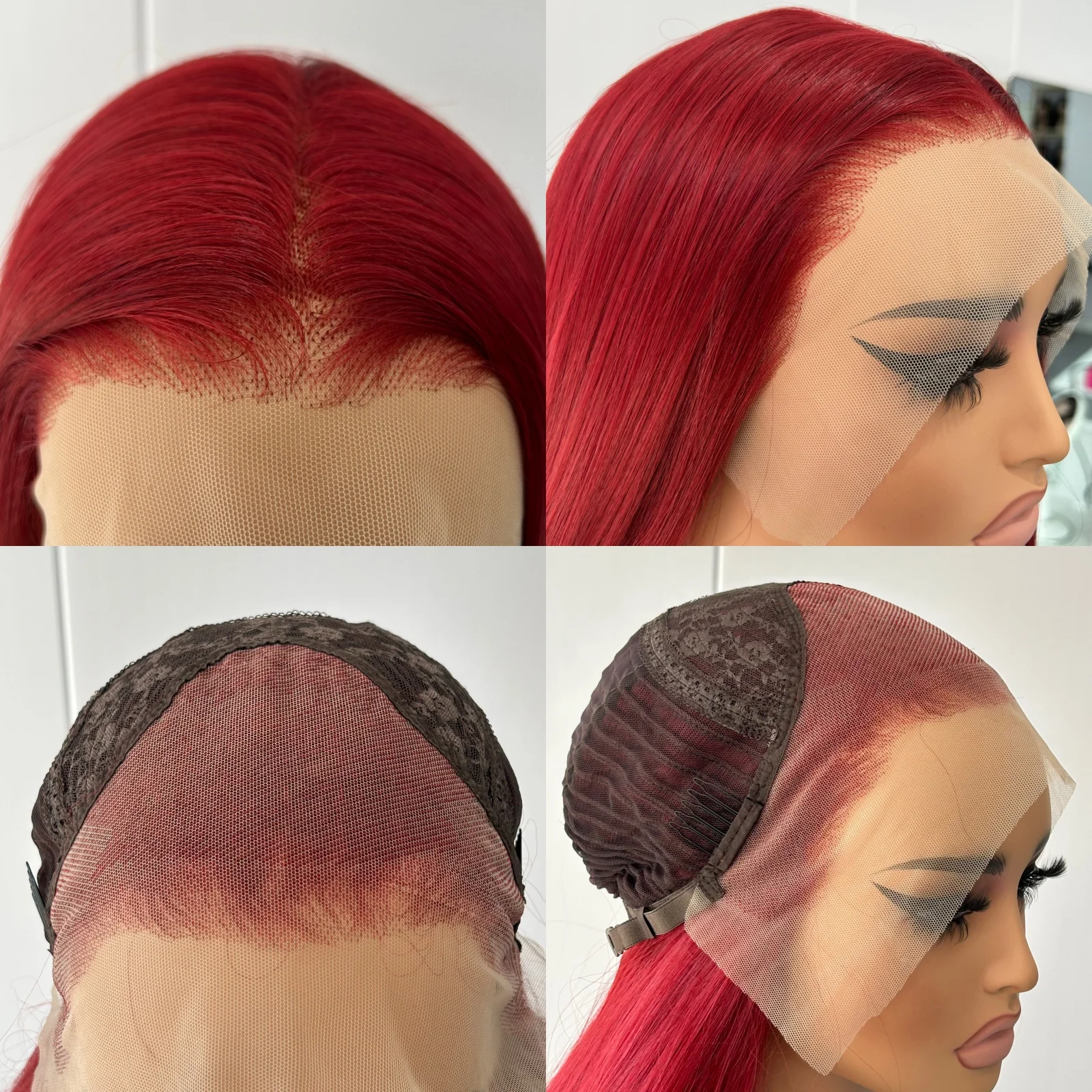 Synthetic wigs womens synthetic wigs long red silky straight heat resistant fiber wigs for women daily party