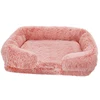 Plush square large dog bed for all seasons, comfortable and soft cat sofa bed with raised edges, removable plush cover dog bed, 4
