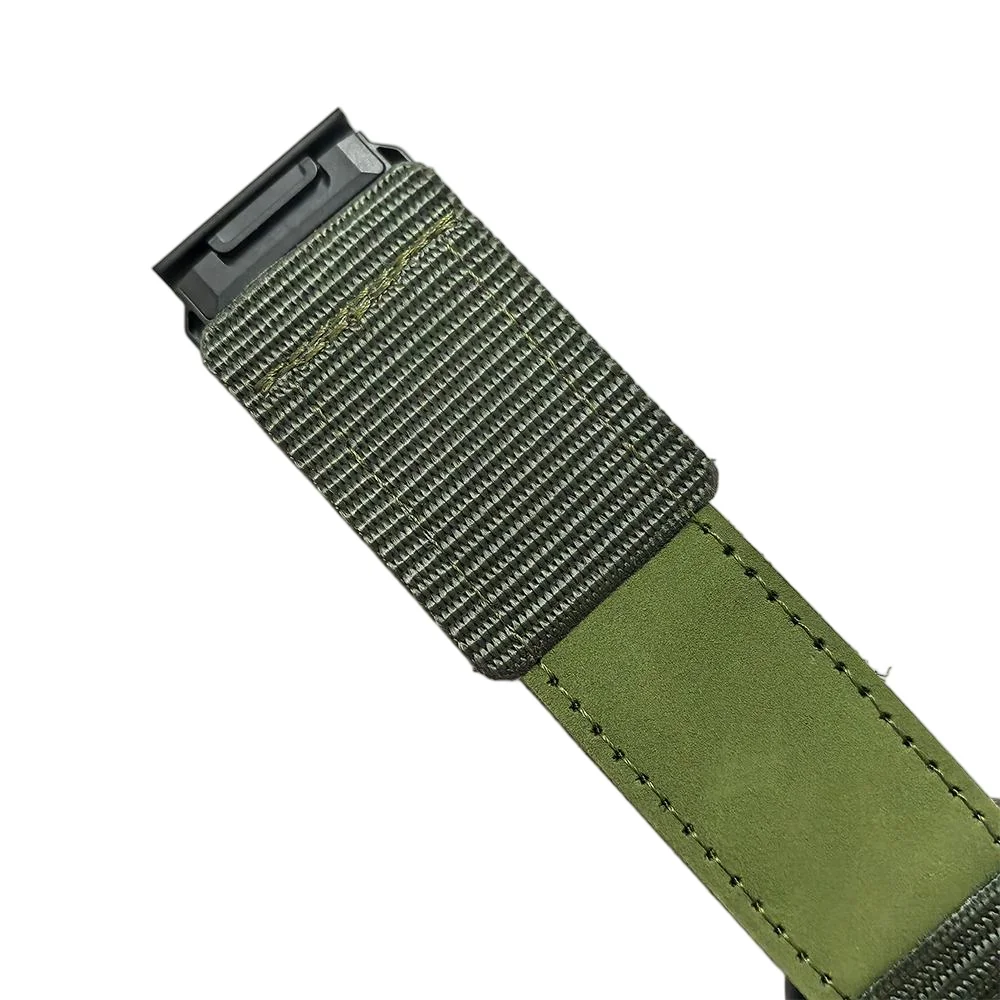 Rugged Hybrid Leather Nylon Watchband - 26mm Strap