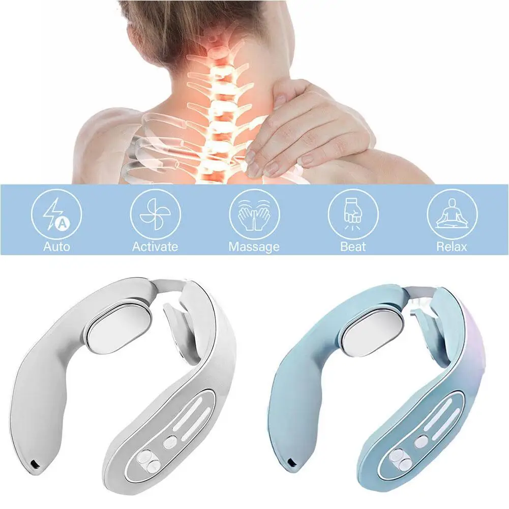 

USB Smart Electric Neck Massager 12 Gears Hot Compress TENS Pulse Heat Shoulder Cervical Spine Massager Relaxer Instrument