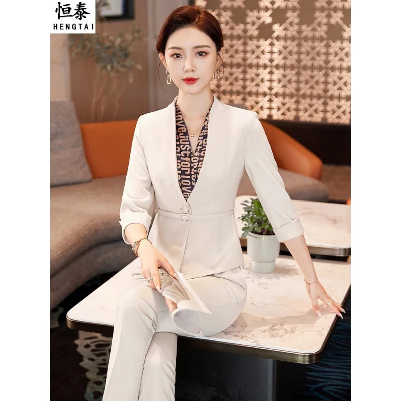 

Business Wear Temperament Goddess Style Jewelry Shop Workwear Women's Half Sleeve Small Suit Outfit Women's Suit Spring and Autu