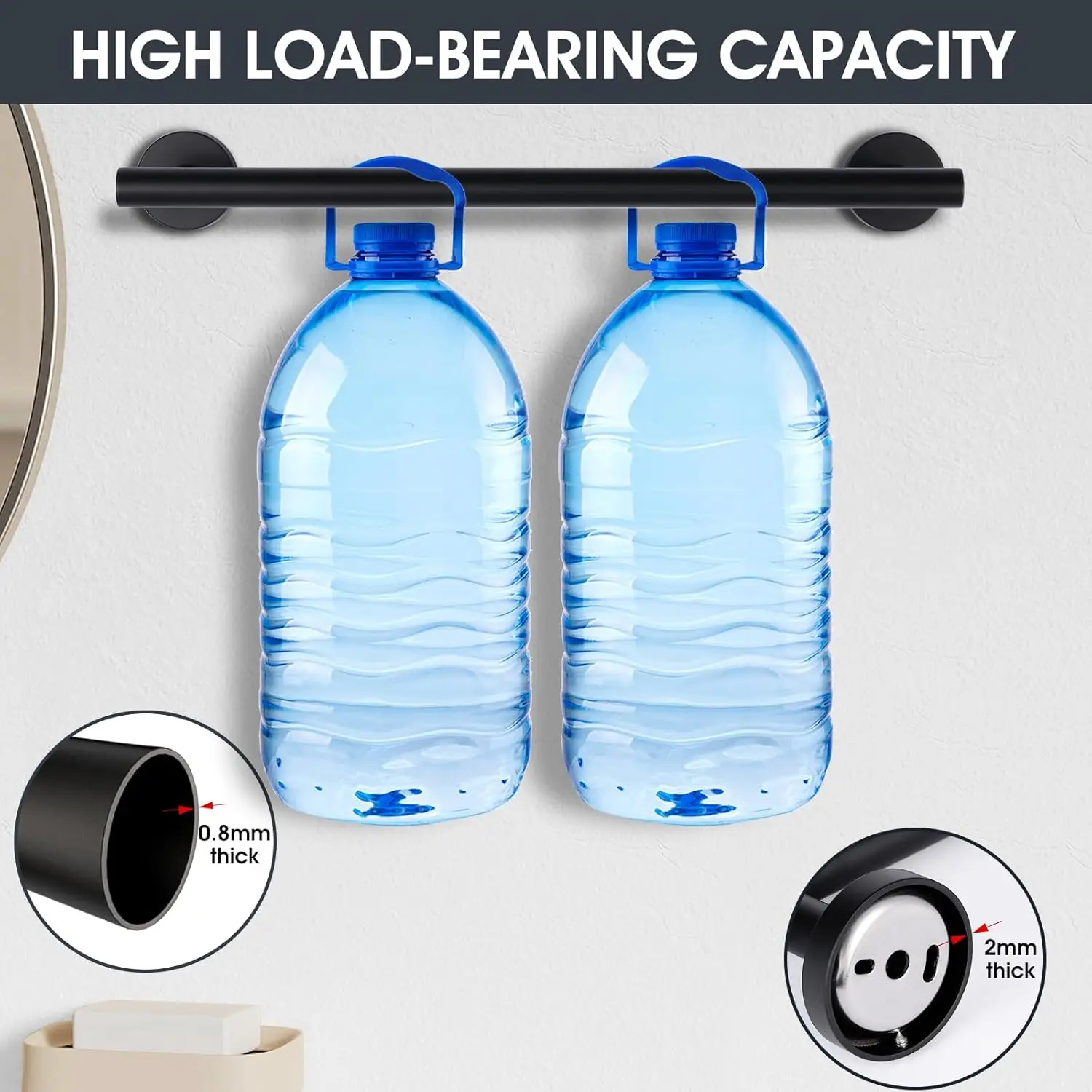 15-Piece Matte Black Bathroom Set. 24" Towel Bar, Towel Rack, Ring, Toilet Paper Holder, Hooks. Accessories Set.